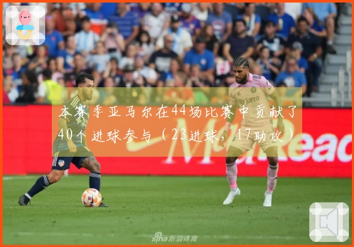 本赛季亚马尔在44场比赛中贡献了40个进球参与（23进球，17助攻）